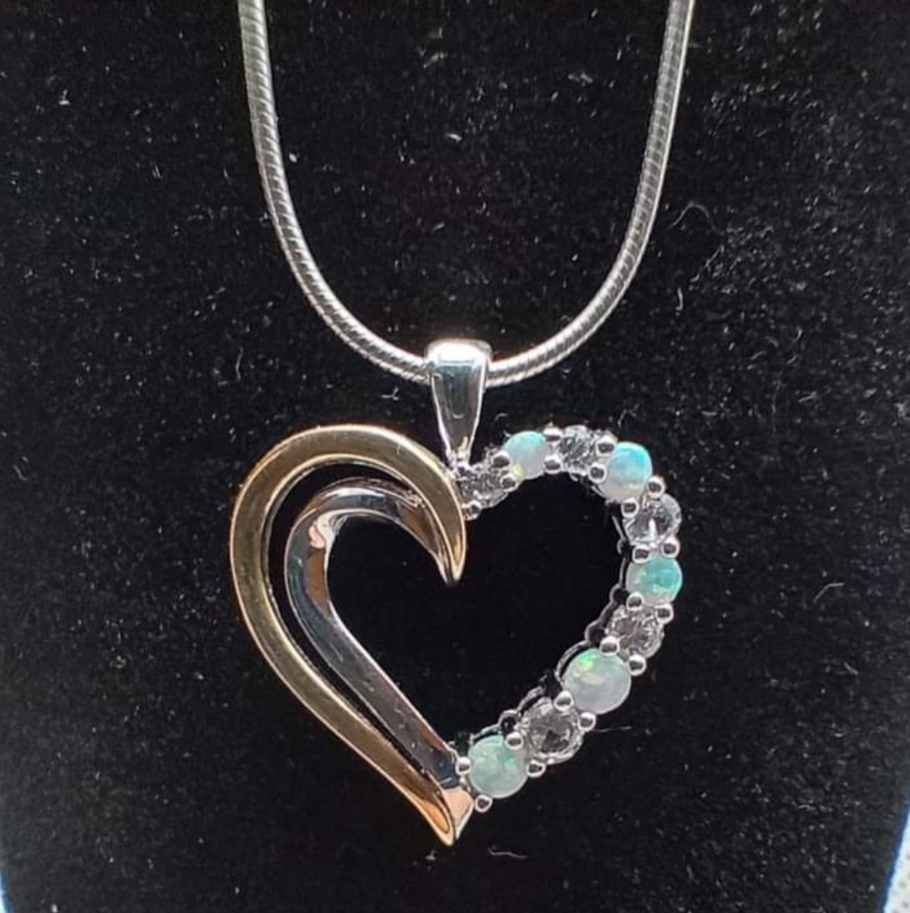 10k & Sterling Heart Pendant w/Chain